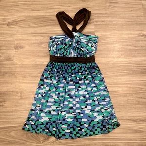 BCBGeneration Cross Neck Blue / Green Dress Size 6